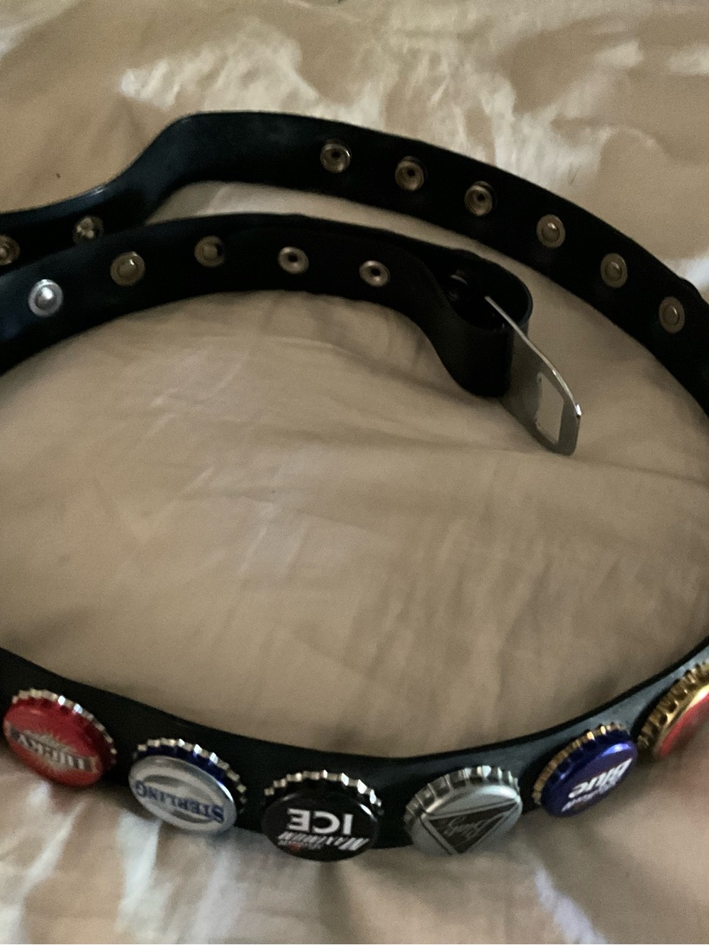 Black Studded Bottle Cap Accent Men’s Belt